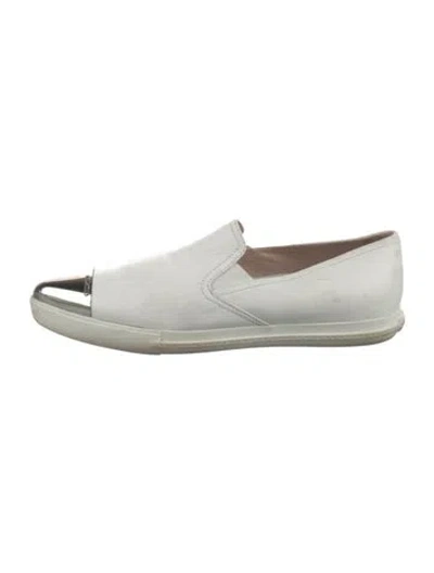 Pre-owned Miu Miu Leather Loafers In White