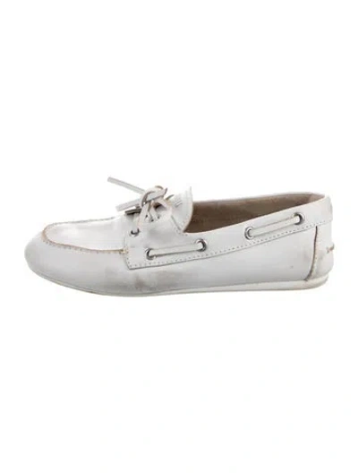Pre-owned Miu Miu Leather Loafers In White