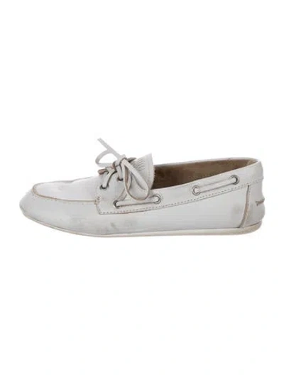 Pre-owned Miu Miu Leather Loafers In White