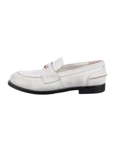 Pre-owned Miu Miu Leather Loafers In White