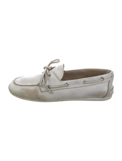 Pre-owned Miu Miu Leather Loafers In White