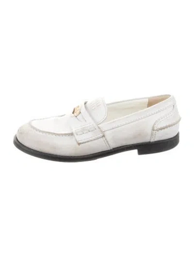 Pre-owned Miu Miu Leather Loafers In White