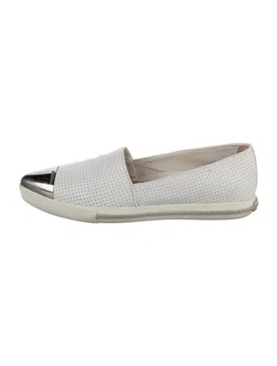 Pre-owned Miu Miu Leather Loafers In White