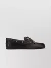Miu Miu Leather Loafers With Lace Detail And Metal Eyelets In Black