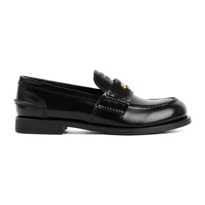 Miu Miu Leather Loafers Women In Black