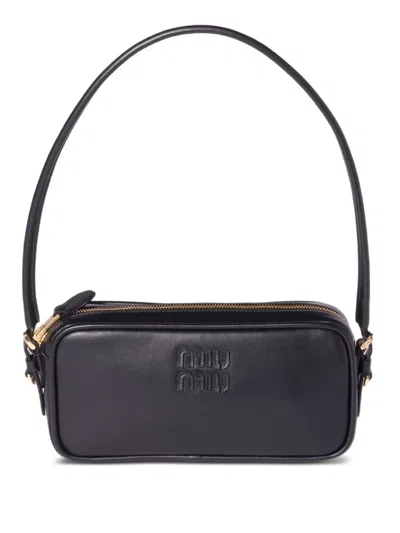 Miu Miu Leather Logo-detail Mini Bag In Black