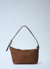 Miu Miu Leather Logo Motif Shoulder Bag In Brown