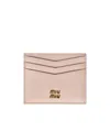 Miu Miu Leather Logo-plaque Card Holder In Neutral
