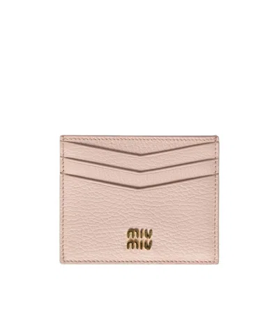 Miu Miu Leather Logo-plaque Card Holder In Brown