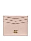 Miu Miu Leather Logo-plaque Card Holder In Neutral