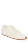 Miu Miu Leather Low Top Sneaker In Avorio