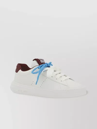 Miu Miu Leather Low-top Sneakers Perforated Sides In White