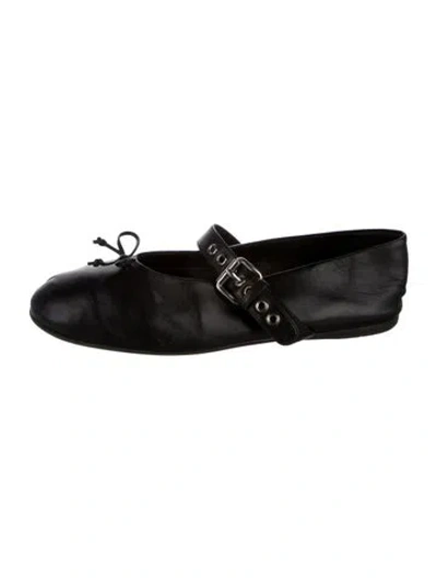 Pre-owned Miu Miu Leather Mary Jane Flats In Black