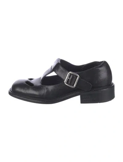 Pre-owned Miu Miu Leather Mary Jane Flats In Black