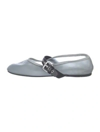 Pre-owned Miu Miu Leather Mary Jane Flats In Blue
