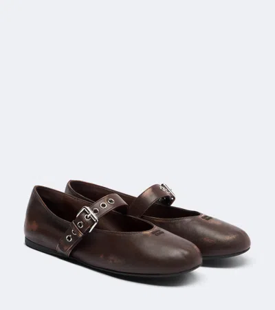 Miu Miu Nappa Leather Mary Jane Buckle Ballerina Flats In Multi