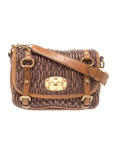Pre-owned Miu Miu Leather Matelasse In Brown