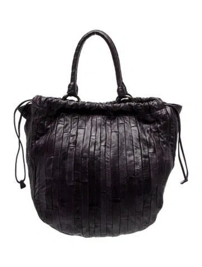 Pre-owned Miu Miu Leather Matelasse Leather Tote Bag Vintage In Purple