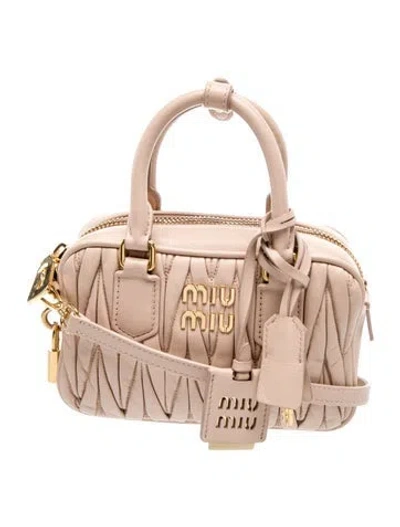 Pre-owned Miu Miu Leather Matelasse In Neutral