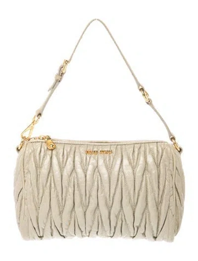 Pre-owned Miu Miu Leather Matelasse In Neutral