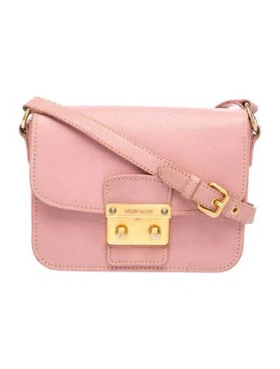 Pre-owned Miu Miu Leather Messenger Bag In Pink