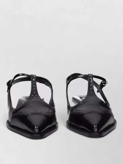 Miu Miu Leather Mid Heel Pumps In Black