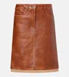 Miu Miu Leather Midi Skirt In Brown