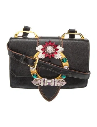 Pre-owned Miu Miu Leather Minaudière In Black