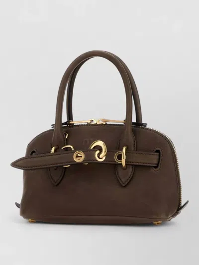 Miu Miu Leather Mini Aventure Shoulder Bag Top Handle In Brown