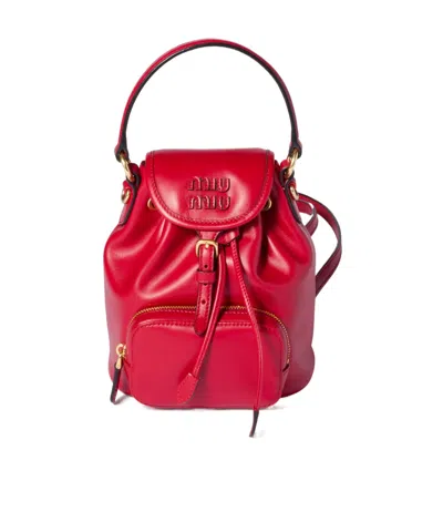 Miu Miu Leather Mini-backpack In Red