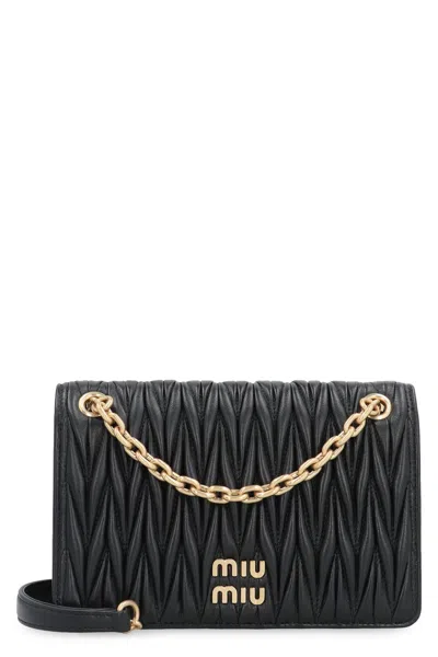 Miu Miu Leather Mini Crossbody Bag In Nero