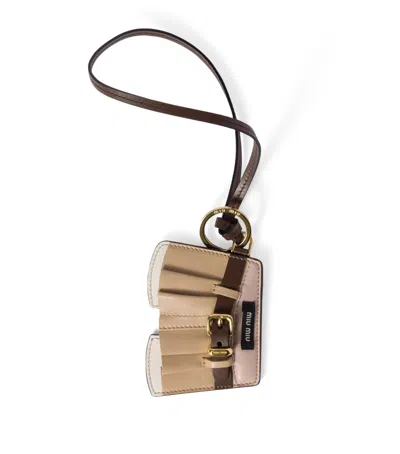 Miu Miu Lamb Leather Mini Skirt Keychain In Orange