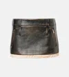 Miu Miu Leather Miniskirt In Black