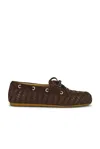 Miu Miu Brown Leather And Suede Woven Moccasins Women In Brown
