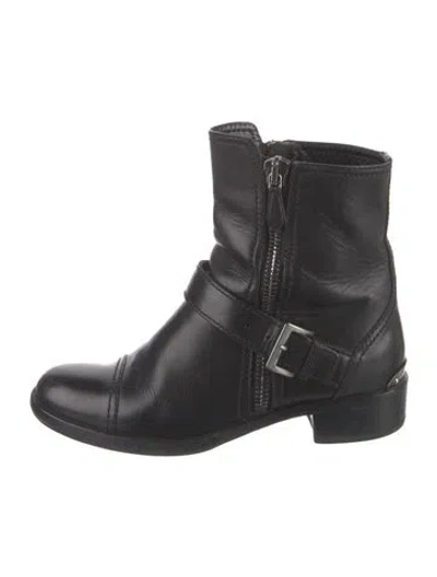 Pre-owned Miu Miu Leather Moto Boots In Black