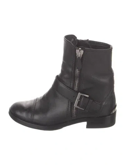 Pre-owned Miu Miu Leather Moto Boots In Black
