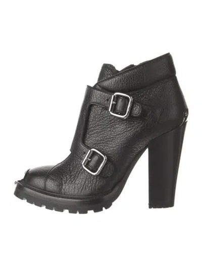 Pre-owned Miu Miu Leather Moto Boots In Black