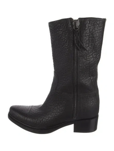 Pre-owned Miu Miu Leather Moto Boots In Black