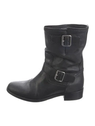 Pre-owned Miu Miu Leather Moto Boots In Black