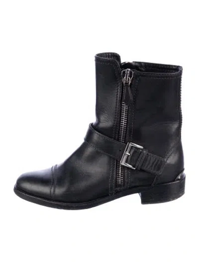 Pre-owned Miu Miu Leather Moto Boots In Black