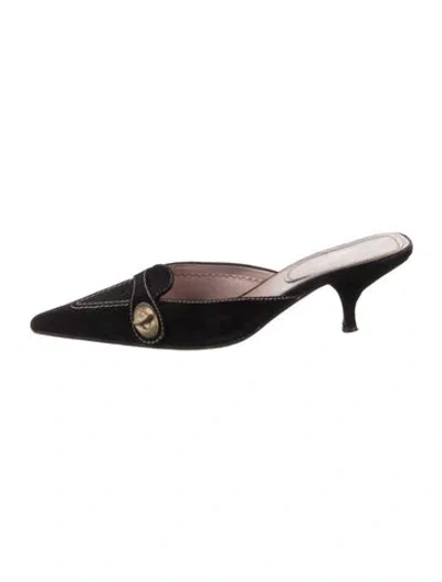 Pre-owned Miu Miu Leather Mules In Black