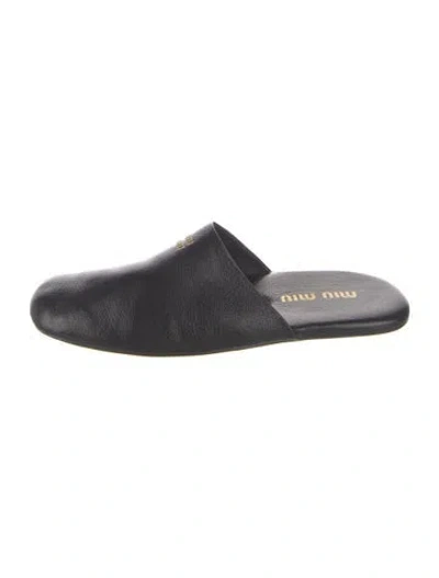Pre-owned Miu Miu Leather Mules In Blue