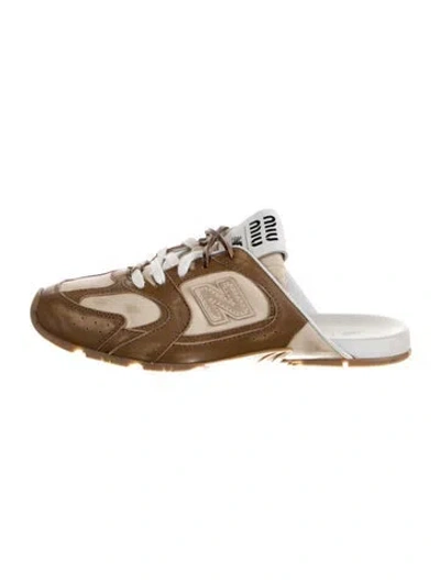 Pre-owned Miu Miu Leather Mules In Brown