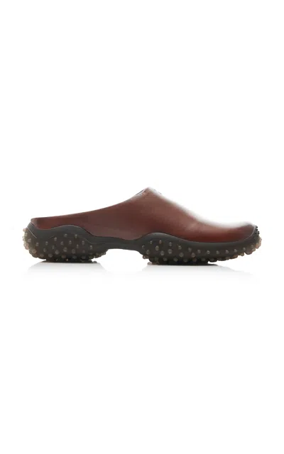 Miu Miu Leather Mules In Brown