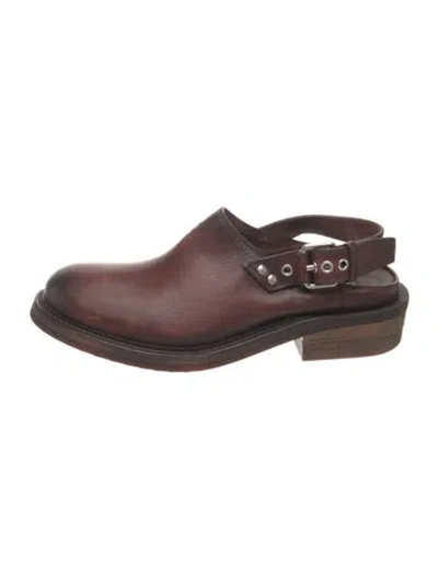 Pre-owned Miu Miu Leather Mules In Brown/burgundy