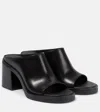 Miu Miu Open-toe Leather Mules In Nero