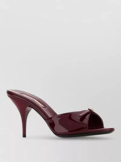 Miu Miu Leather Mules Open Toe Patent Stiletto Heel In Black
