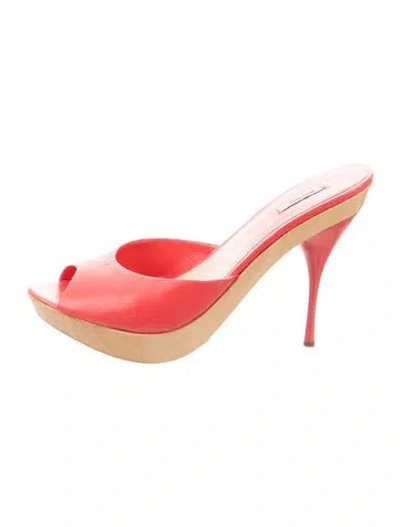 Pre-owned Miu Miu Leather Mules In Red