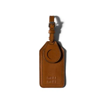 Miu Miu Leather Name Tag Trick In Purple