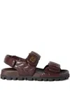 Miu Miu Matelasse Velcro Strap Sandals In Radica